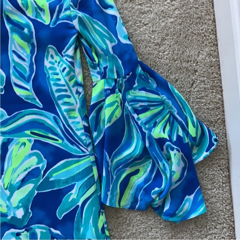 Lilly Pulitzer Rosalia Dress Beckon Blue Palm Passage - Picture 8 of 9